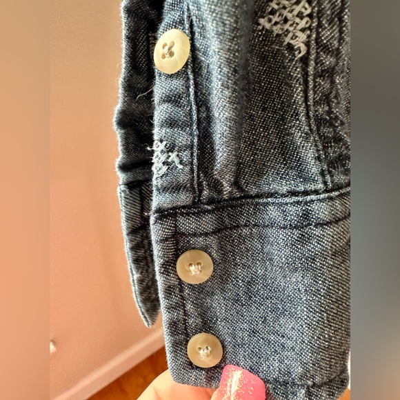 American Eagle Outfitters Stitched Denim Button-down - Picture 6 of 7